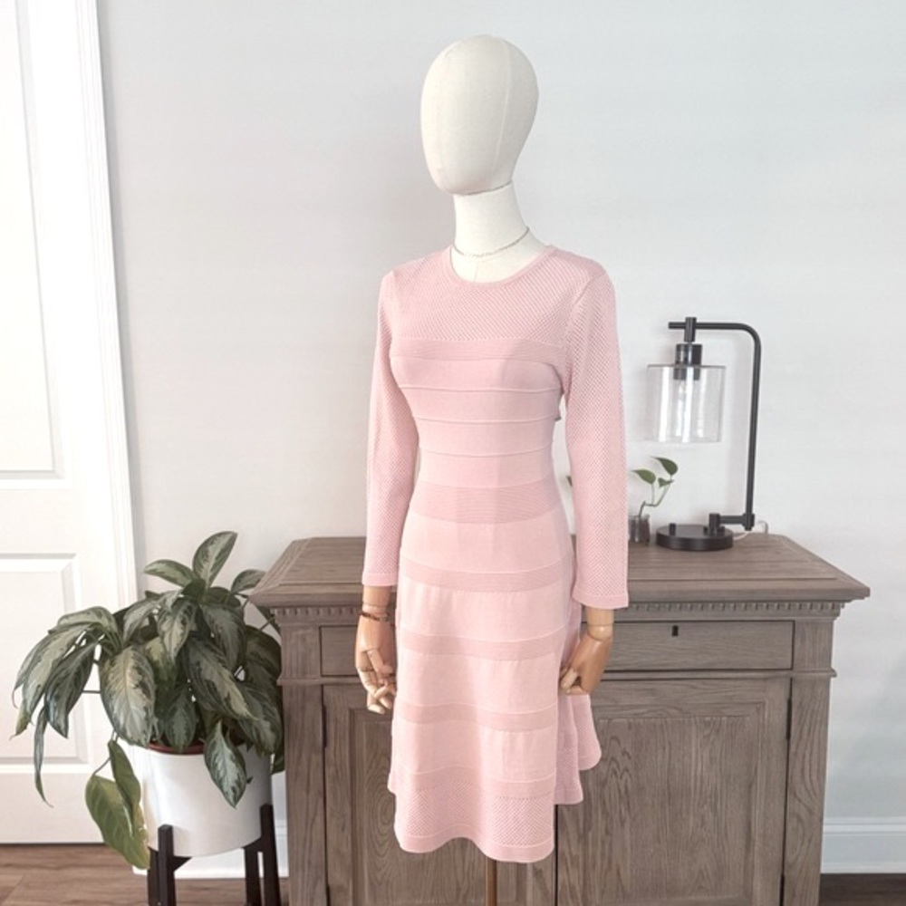 Vince Camuto Mesh-detail Fit-and-flare Dress | Size Small - Picture 7 of 14